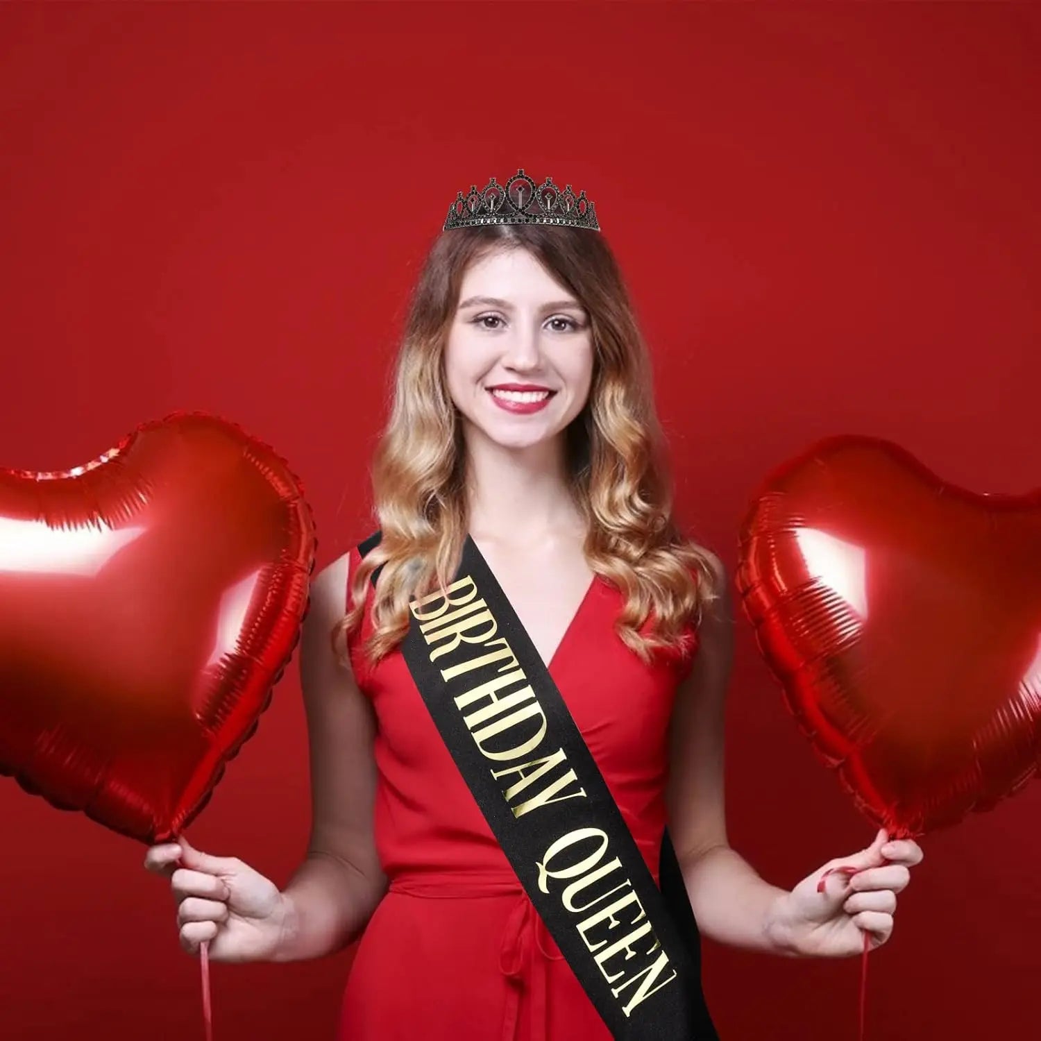 Classic Birthday Crown Sash for Queen Girl Birthday Princess Sash Headband Set